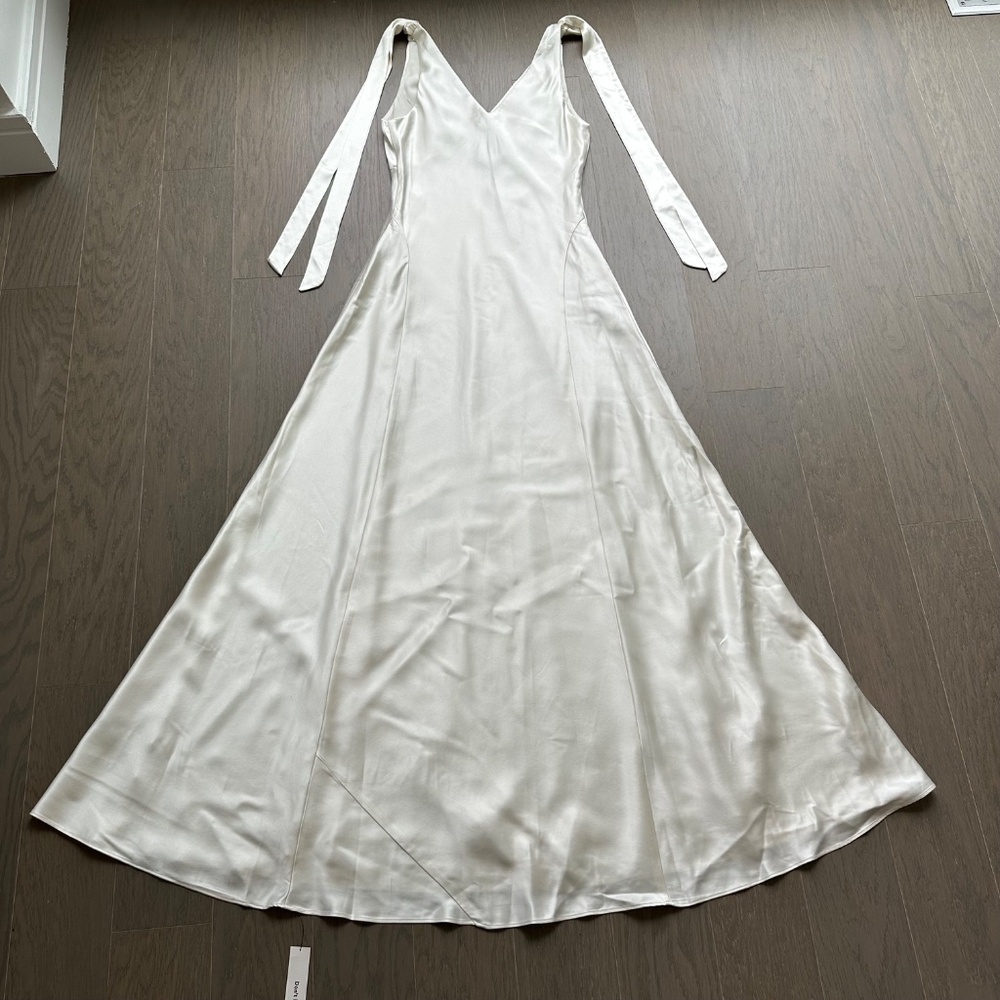 Reformation Pernille 100% Silk Ivory Wedding Dress with Tie Straps - Picture 3 of 15